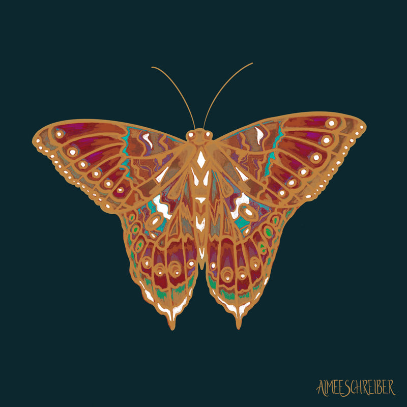 Gold Butterfly Illustration by Aimee Schreiber