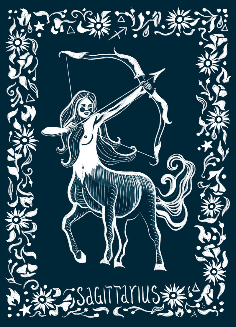 Sagittarius archer centaur illustration by Aimee Schreiber