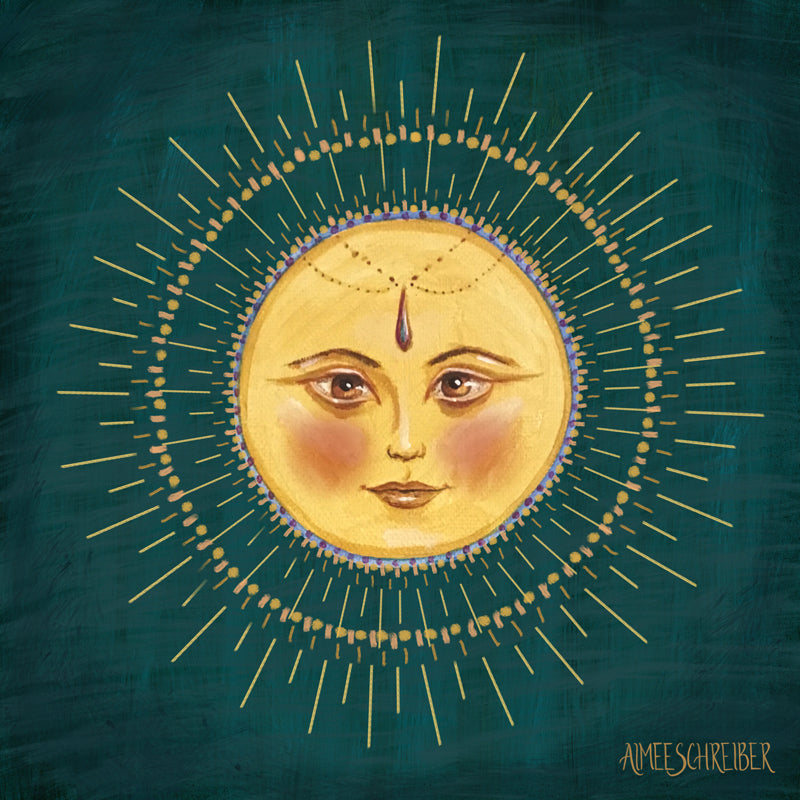 Boho sun illustration by Aimee Schreiber