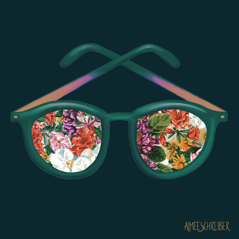 Colorful Floral Sunglasses Illustration by Aimee Schreiber