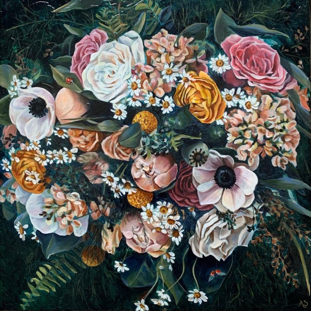 wedding bouquet painting commission