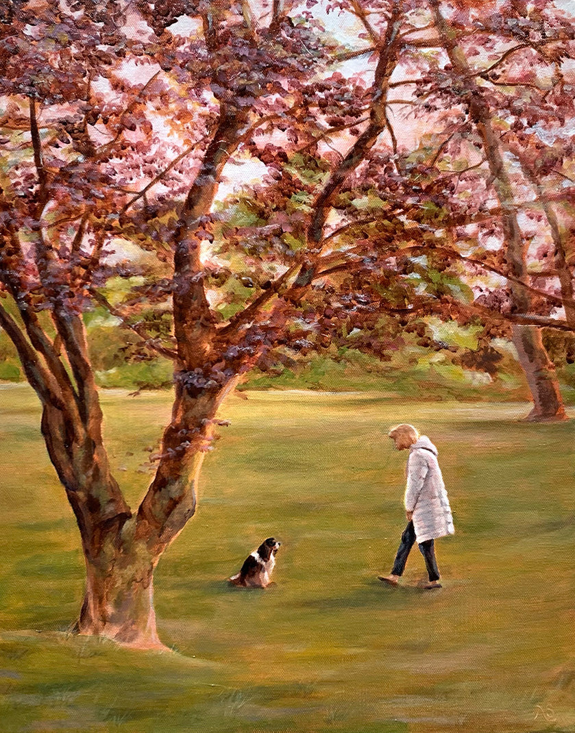 tree dog painting commission by Aimee Schreiber 